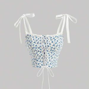 super cute floral tie tank top